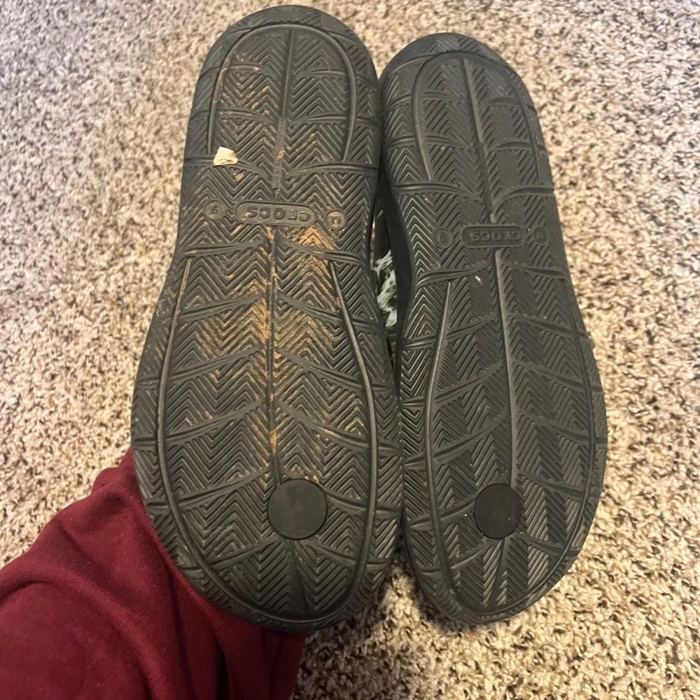 Crocs‎ Elements Agua Flip Flops Sandals Comfort Slides Black Marble Mens 9
